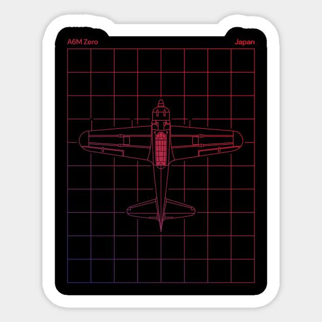 A6M Zero Blueprint Sticker by Legacy Machines